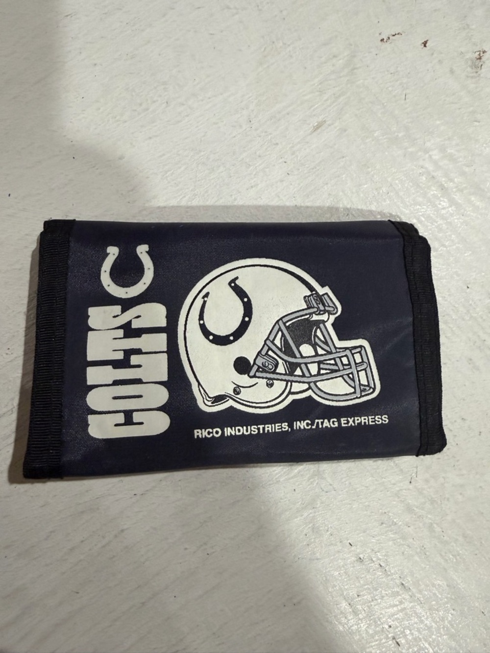 Indianapolis Colts Navy Tri-Fold Wallet with Helmet Graphic